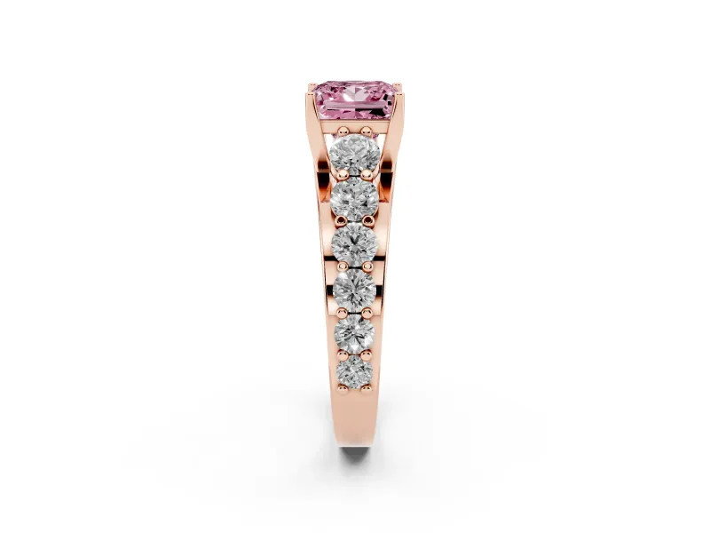 Princess Cut Graduated Engagement Ring Setting for a Fancy Pink Lab-Grown Diamond | Rose Gold