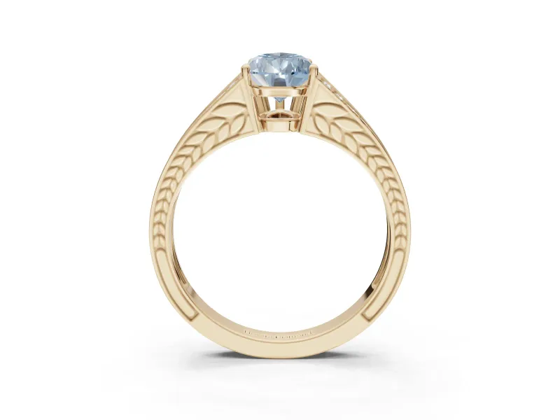 Pear-Shaped Split Shank Pavé Engagement Ring Setting for a Fancy Blue Lab-Grown Diamond | Yellow Gold