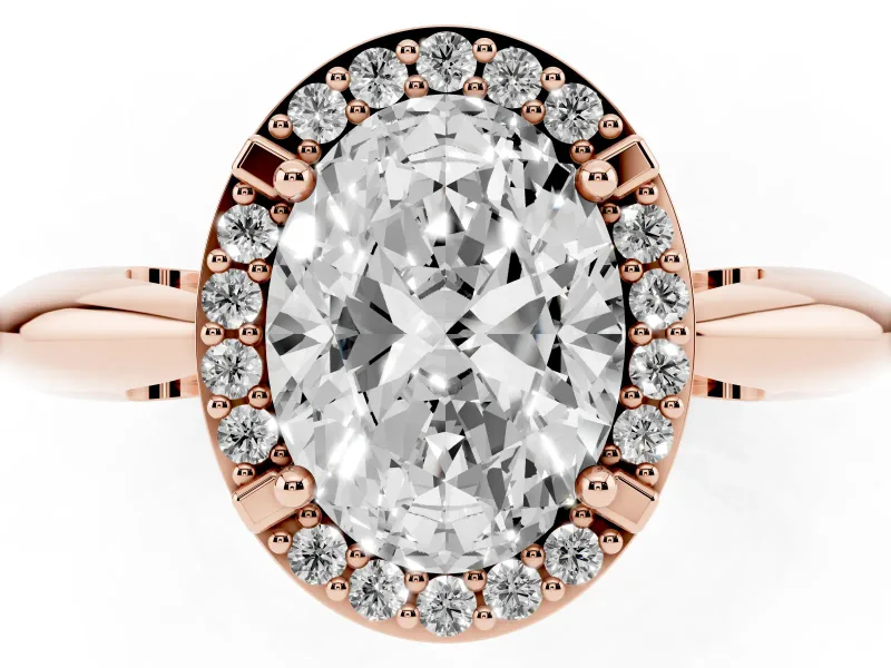 Oval Halo Engagement Ring Setting | Plain Tapered Band | Rose Gold