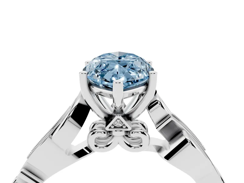 Marquise Vine Engagement Ring Setting for a Fancy Blue Lab-Grown Diamond | White Gold