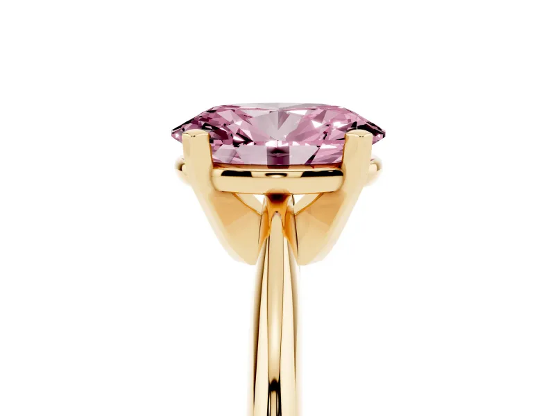 Oval Solitaire Engagement Ring Setting for a Fancy Pink Lab-Grown Diamond | Yellow Gold