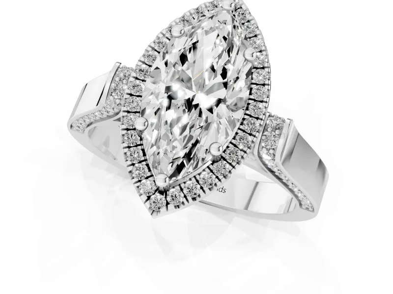Marquise Halo Engagement Ring Setting | Pavé Panel Shoulders | Platinum