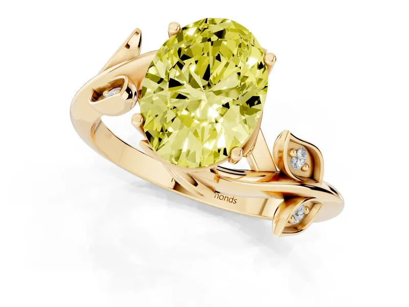 Oval Twisted Bypass Engagement Ring Setting for a Fancy Yellow Lab-Grown Diamond | Yellow Gold
