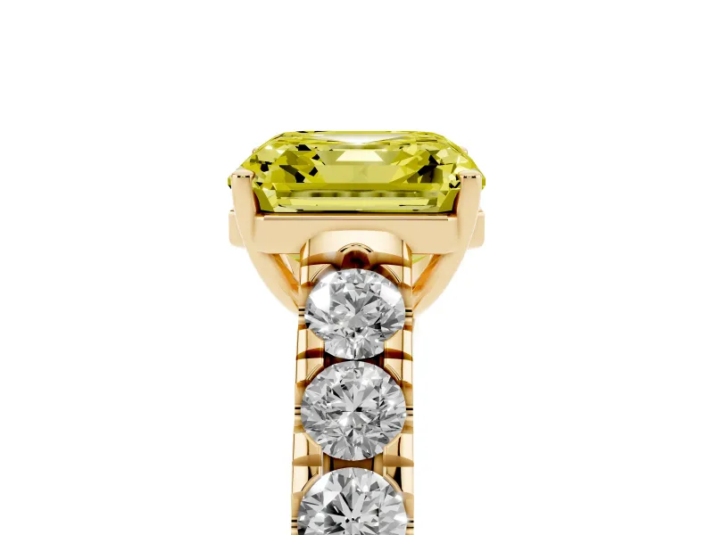 Asscher Cut Engagement Ring Setting for a Fancy Yellow Lab-Grown Diamond | Yellow Gold - Design NV-24643