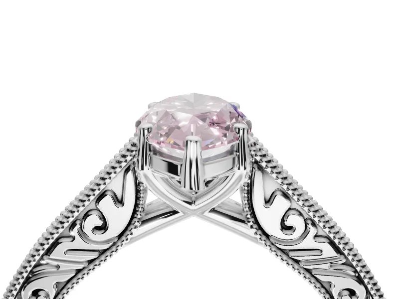 Marquise Vintage Engagement Ring Setting for a Fancy Pink Lab-Grown Diamond | Sterling Silver - Design NV-24644