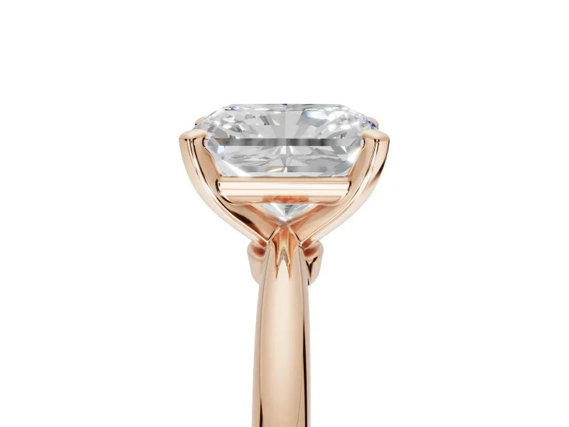 Radiant Cut Solitaire Engagement Ring Setting | Tapered Plain Band | Rose Gold