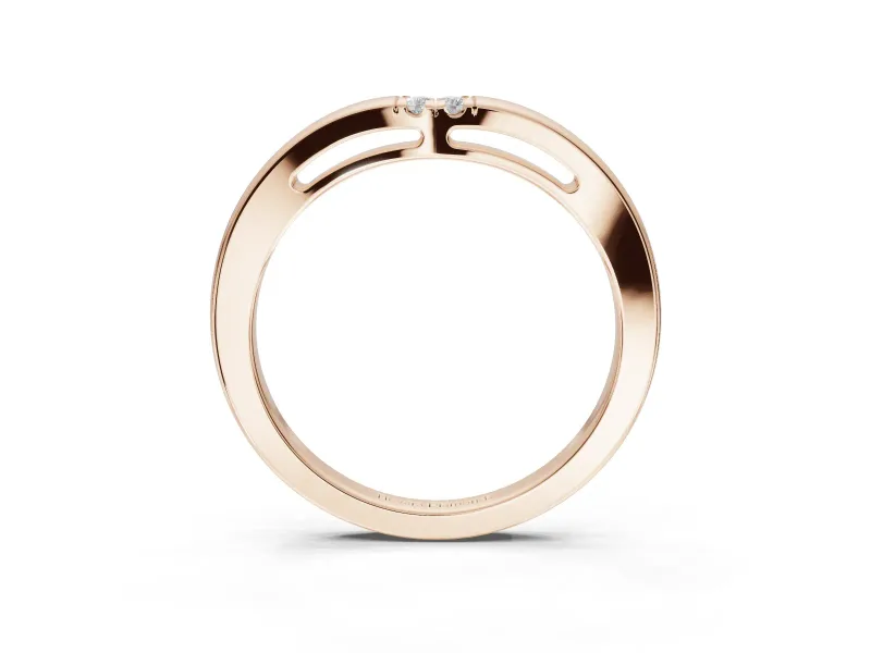 Round Lab-Grown Diamond Toi et Moi Curved Wedding Band | Side Slot Cut-Outs | Rose Gold