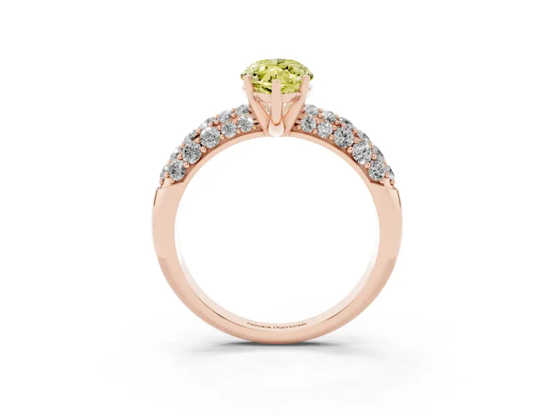 Marquise Multi Row Pave Engagement Ring Setting for a Fancy Yellow Lab-Grown Diamond | Rose Gold