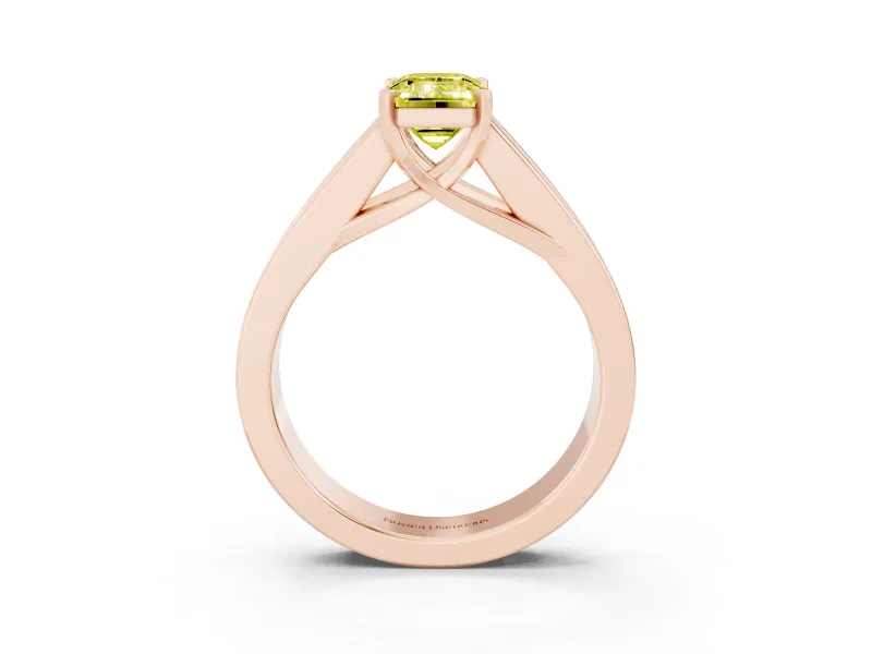 Emerald Cut Channel-Set Engagement Ring Setting for a Fancy Yellow Lab-Grown Diamond | Rose Gold