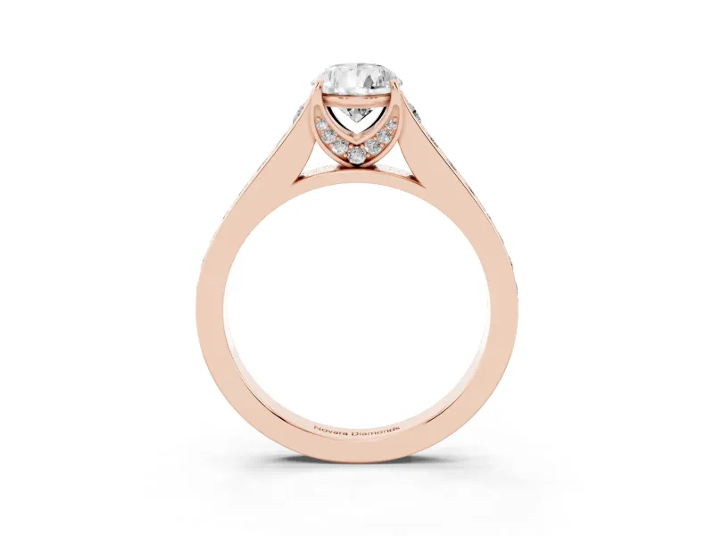 Pear-Shaped Graduated Pavé Solitaire Engagement Ring Setting | Wide Pavé Row Band | Rose Gold