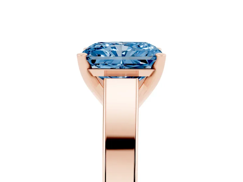 Radiant Cut Solitaire Engagement Ring Setting for a Fancy Blue Lab-Grown Diamond | Rose Gold