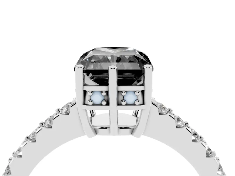 Radiant Cut Hidden Halo Engagement Ring Setting for a Black Center | Platinum