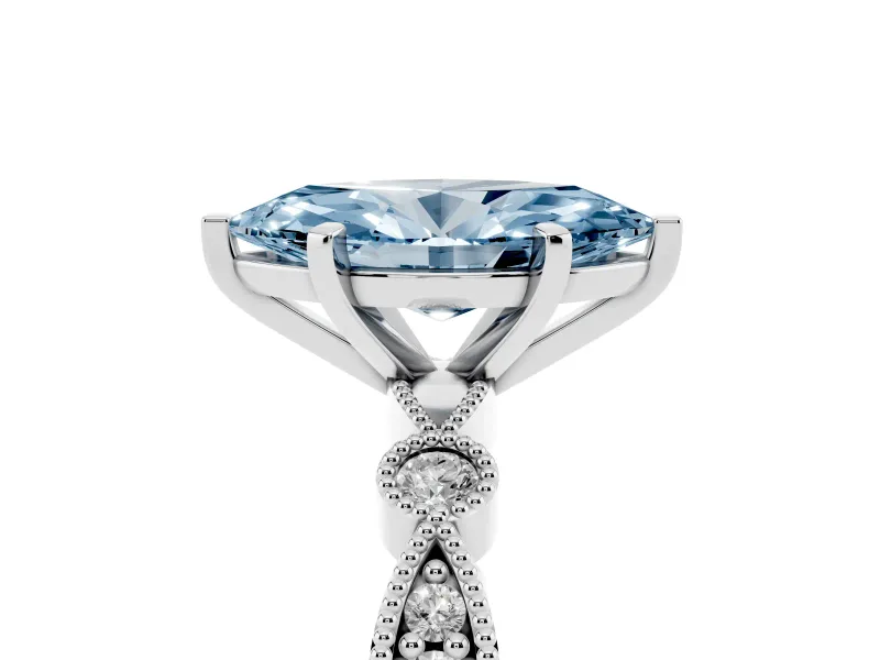 Marquise Vintage Engagement Ring Setting for a Fancy Blue Lab-Grown Diamond | Sterling Silver