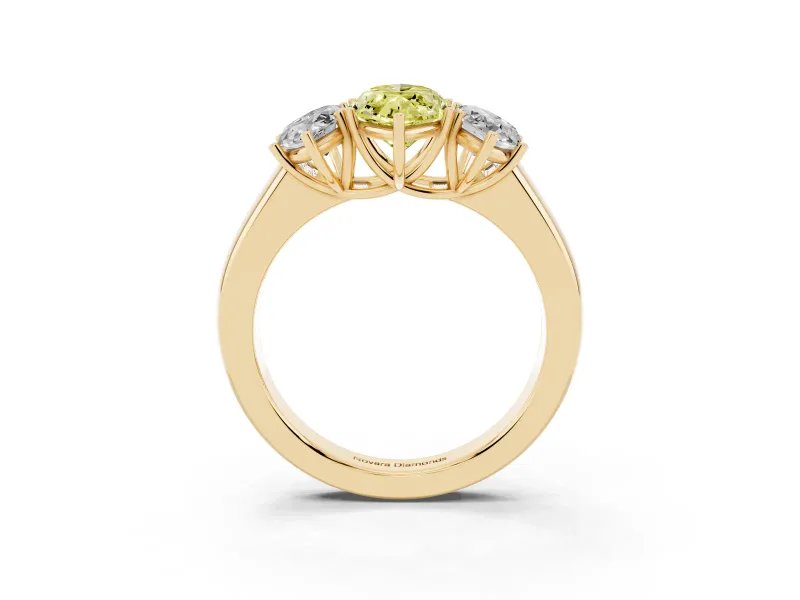 Marquise 3 Stone Engagement Ring Setting for a Fancy Yellow Lab-Grown Diamond | Yellow Gold