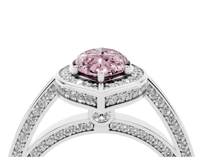 Marquise Sectioned Halo Engagement Ring Setting for a Fancy Pink Lab-Grown Diamond | White Gold