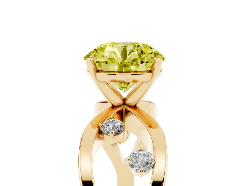 Round Loop Engagement Ring Setting for a Fancy Yellow Lab-Grown Diamond | Yellow Gold
