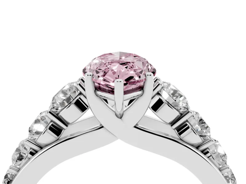 Marquise Graduated Side Stone Engagement Ring Setting for a Fancy Pink Lab-Grown Diamond | Flat Top Band | Platinum