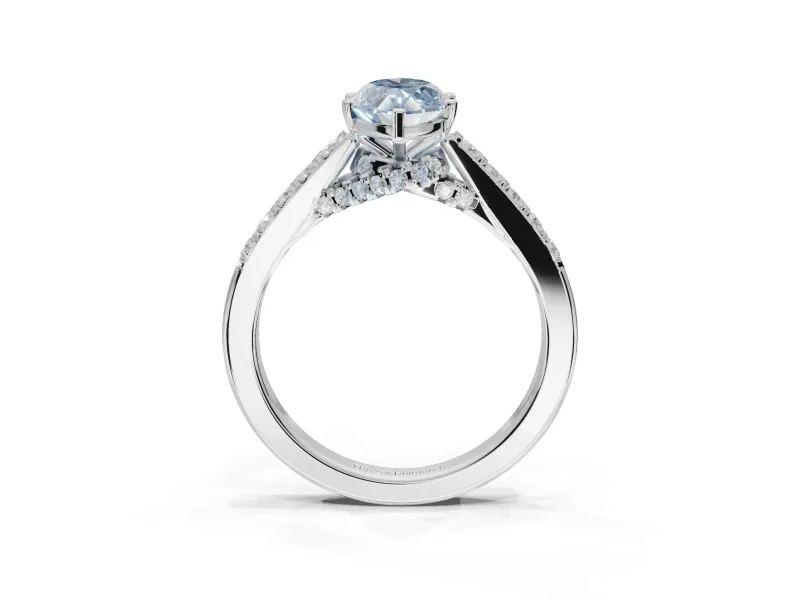 Marquise Pavé Solitaire Engagement Ring Setting for a Fancy Blue Lab-Grown Diamond | Crossover Gallery | Platinum