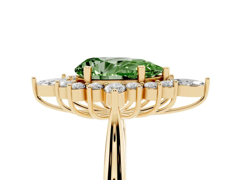 Pear-Shaped Engagement Ring Setting for a Fancy Green Lab-Grown Diamond | Yellow Gold - Design NV-24790