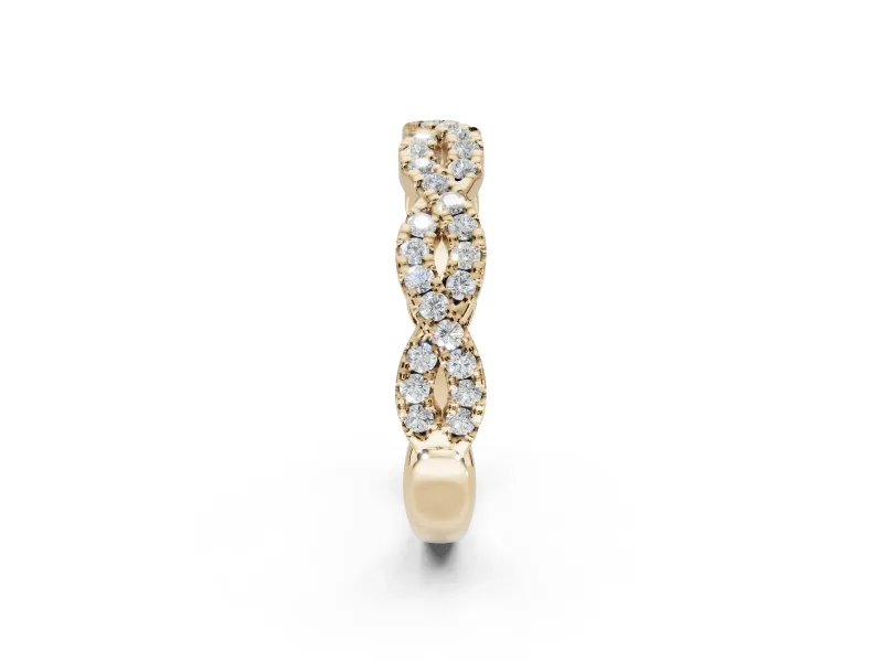 Round Lab-Grown Diamond Twisted Pavé Half Eternity Band | Interwoven Strands | Yellow Gold