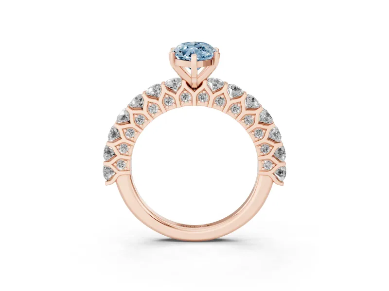 Marquise Shared Prong Engagement Ring Setting for a Fancy Blue Lab-Grown Diamond | Rose Gold
