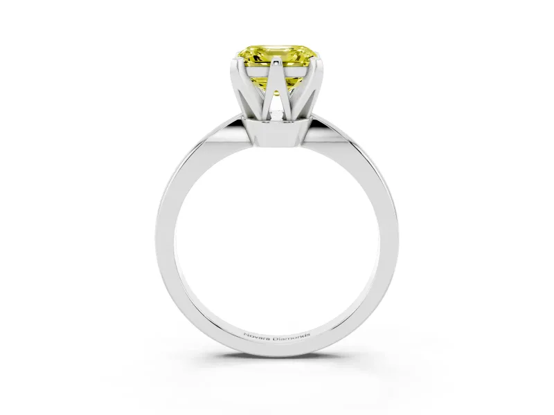 Asscher Cut Tapered Solitaire Engagement Ring Setting for a Fancy Yellow Lab-Grown Diamond | Claw Prong Head | Platinum