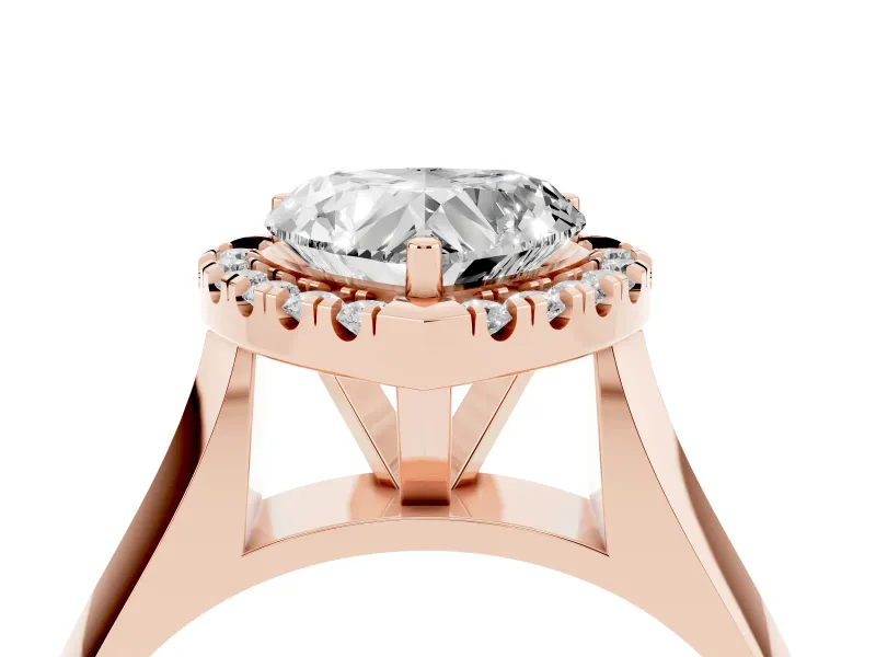 Heart-Shaped Halo Engagement Ring Setting | Square Profile Band | Rose Gold