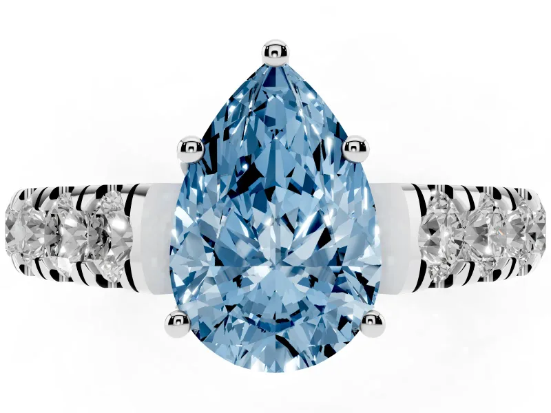Pear-Shaped Engagement Ring Setting for a Fancy Blue Lab-Grown Diamond | White Gold - Design NV-24643