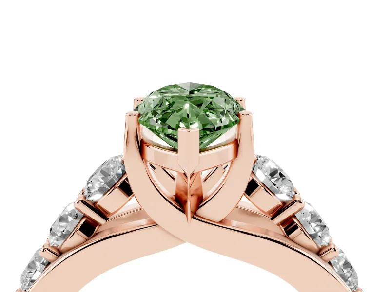 Marquise Graduated Engagement Ring Setting for a Fancy Green Lab-Grown Diamond | Rose Gold