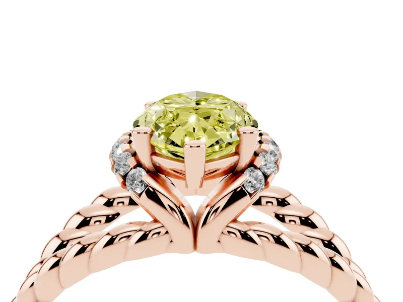 Marquise Rope Split Shank Engagement Ring Setting for a Fancy Yellow Lab-Grown Diamond | Rose Gold