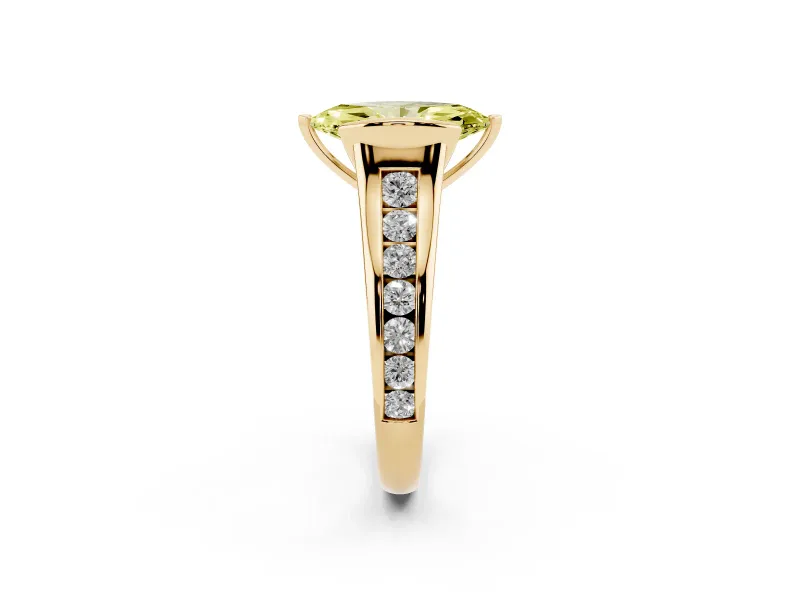 Marquise Half Bezel Engagement Ring Setting for a Fancy Yellow Lab-Grown Diamond | Yellow Gold