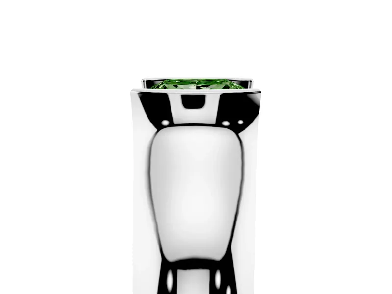 Princess Cut Half Bezel Solitaire Engagement Ring Setting for a Fancy Green Lab-Grown Diamond | Wide Band | Platinum