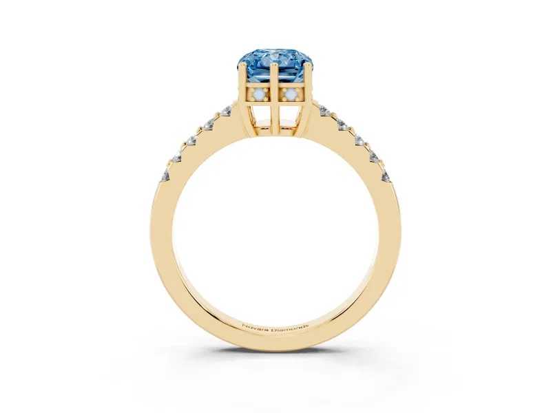 Radiant Cut Engagement Ring Setting for a Fancy Blue Lab-Grown Diamond | Yellow Gold - Design NV-24649