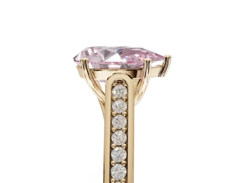 Pear-Shaped Engagement Ring Setting for a Fancy Pink Lab-Grown Diamond | Yellow Gold - Design NV-24597