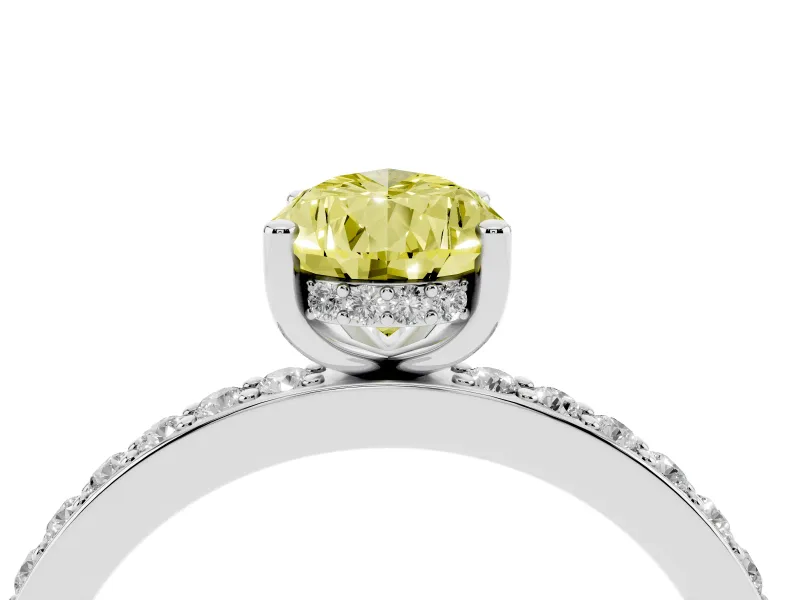 Pear-Shaped Hidden Halo Engagement Ring Setting for a Fancy Yellow Lab-Grown Diamond | Platinum