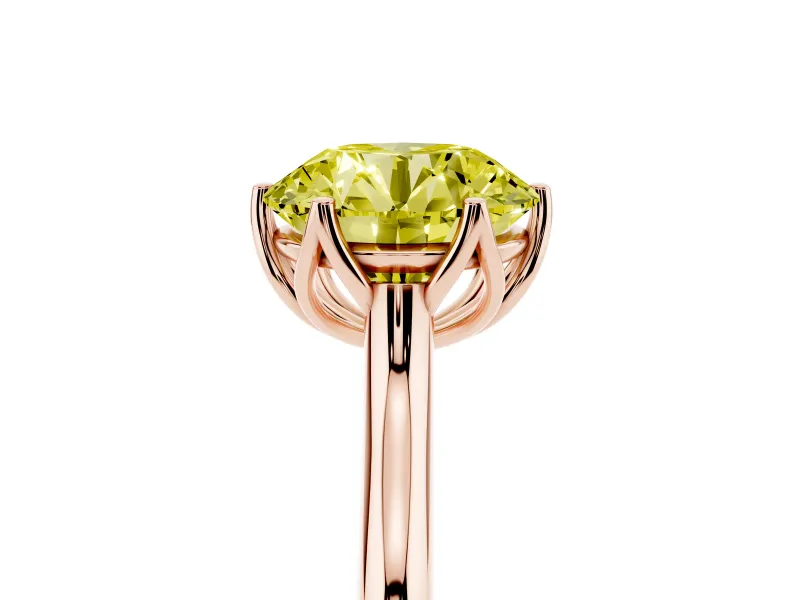 Round Cathedral Solitaire Engagement Ring Setting for a Fancy Yellow Lab-Grown Diamond | Tulip Gallery | Rose Gold