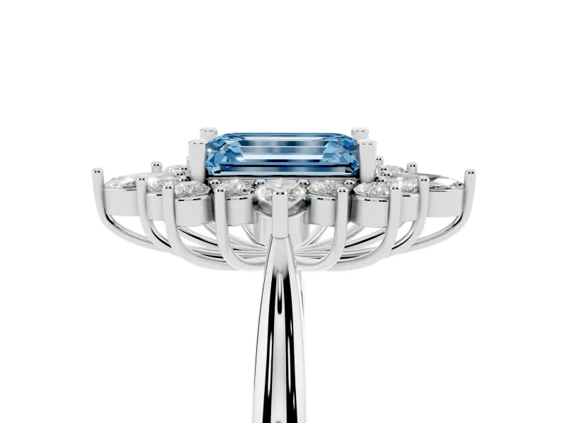 Emerald Cut Engagement Ring Setting for a Fancy Blue Lab-Grown Diamond | Platinum - Design NV-24790