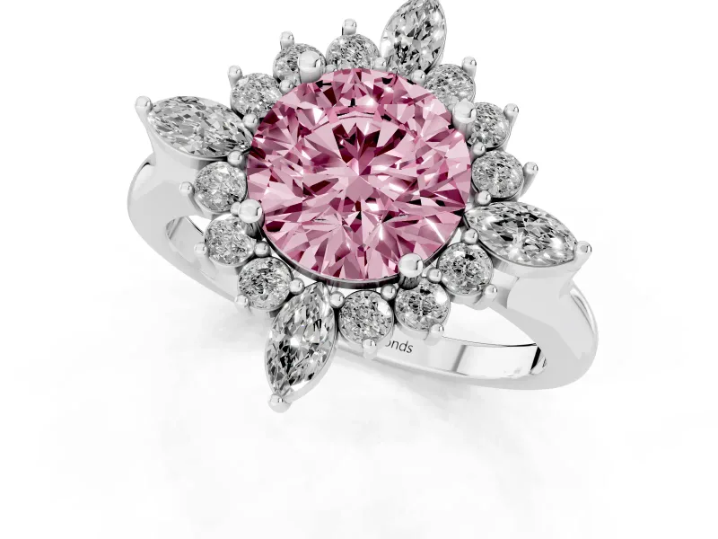 Round Engagement Ring Setting for a Fancy Pink Lab-Grown Diamond | White Gold - Design NV-24790