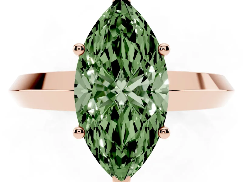 Marquise Knife-Edge Engagement Ring Setting for a Fancy Green Lab-Grown Diamond | Rose Gold