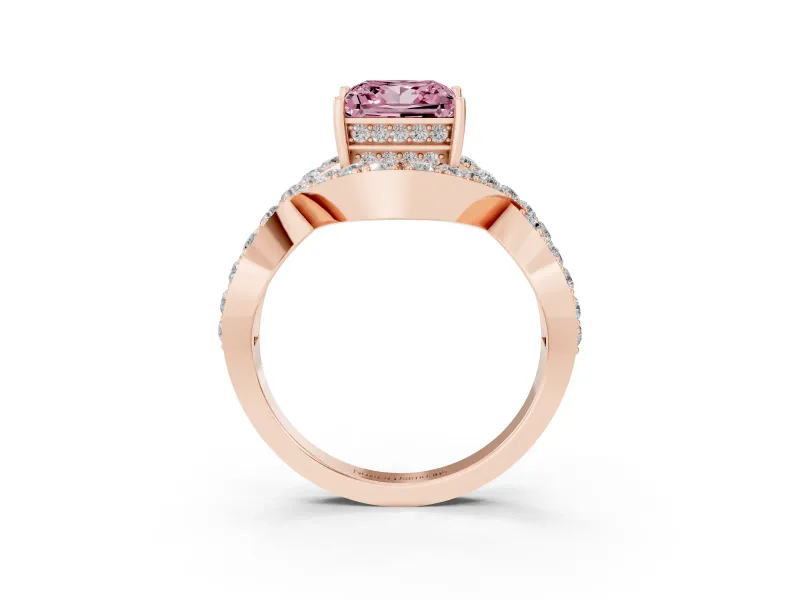 Princess Cut Infinity Twist Engagement Ring Setting for a Fancy Pink Lab-Grown Diamond | Rose Gold
