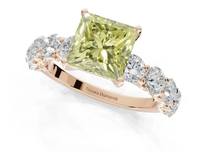 Princess Cut Engagement Ring Setting for a Fancy Yellow Lab-Grown Diamond | Rose Gold - Design NV-24455