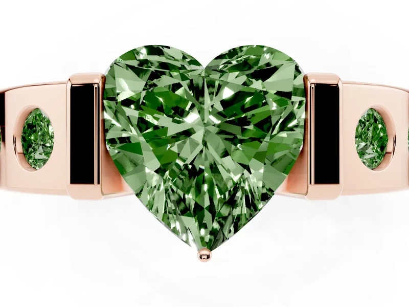 Heart-Shaped Tension Style Engagement Ring Setting for a Fancy Green Lab-Grown Diamond | Rose Gold
