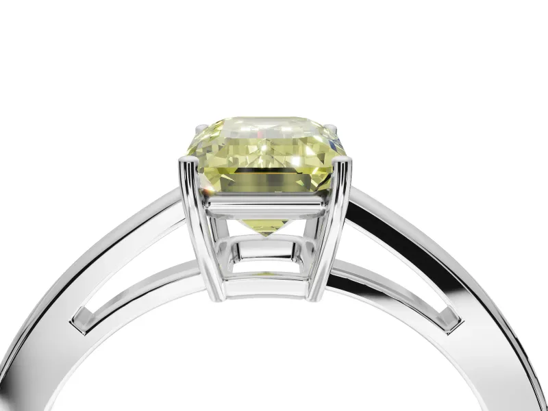 Emerald Cut Cathedral Engagement Ring Setting for a Fancy Yellow Lab-Grown Diamond | White Gold - Design NV-24626