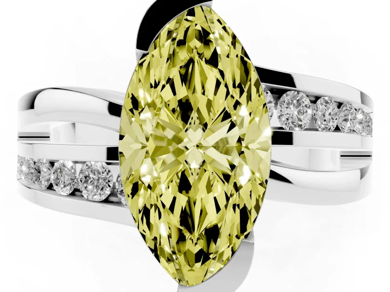 Marquise Graduated Bypass Engagement Ring Setting for a Fancy Yellow Lab-Grown Diamond | White Gold