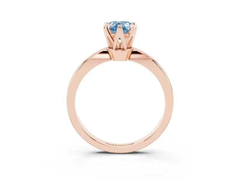 Pear-Shaped Tapered Solitaire Engagement Ring Setting for a Fancy Blue Lab-Grown Diamond | Claw Prong Head | Rose Gold