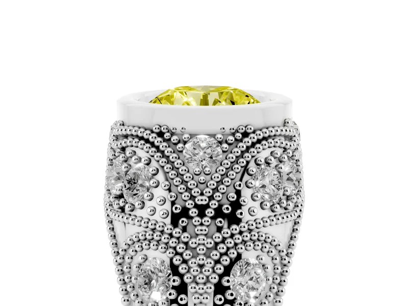 Round Vintage Bezel Engagement Ring Setting for a Fancy Yellow Lab-Grown Diamond | Sterling Silver