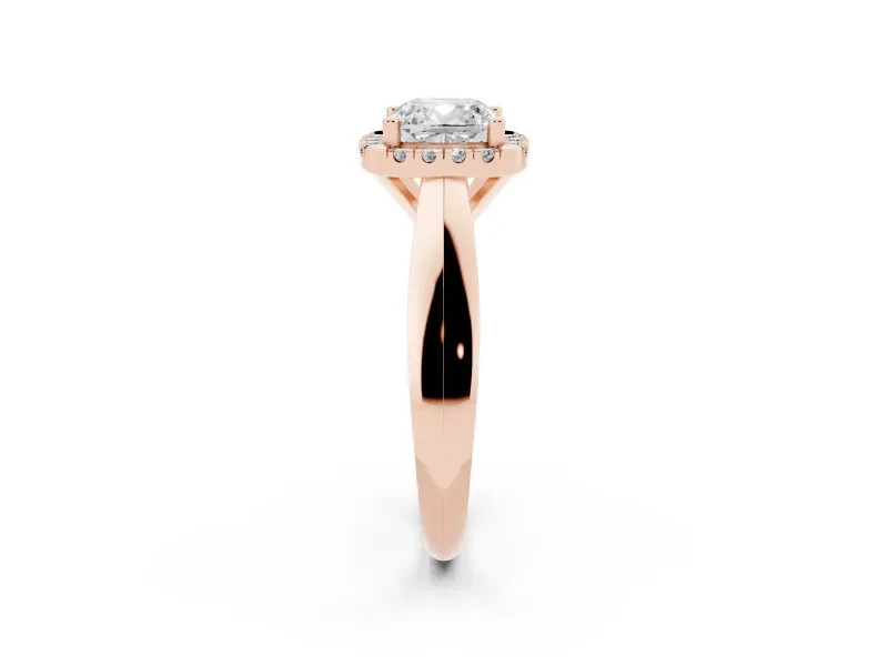 Cushion Cut Halo Engagement Ring Setting | Square Profile Band | Rose Gold