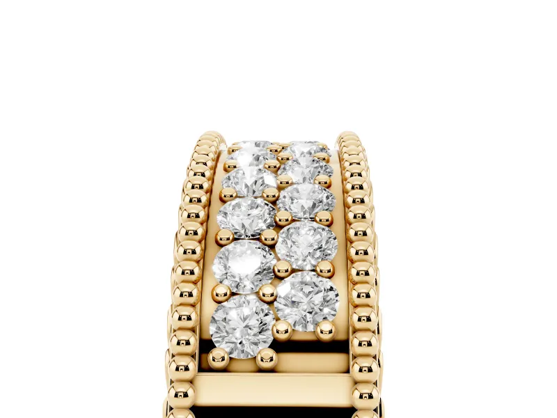 Round Diamond Pavé Eternity Band Set in Yellow gold with Bead Prong Setting