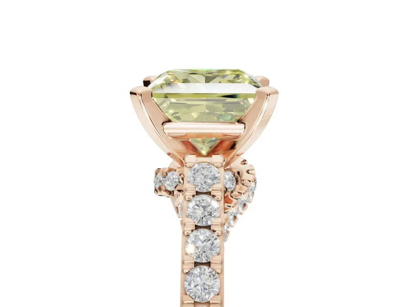 Princess Cut Pavé Solitaire Engagement Ring Setting for a Fancy Yellow Lab-Grown Diamond | Crossover Gallery | Rose Gold