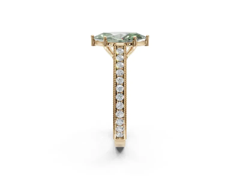 Marquise Vintage Engagement Ring Setting for a Fancy Green Lab-Grown Diamond | Yellow Gold - Design NV-24644